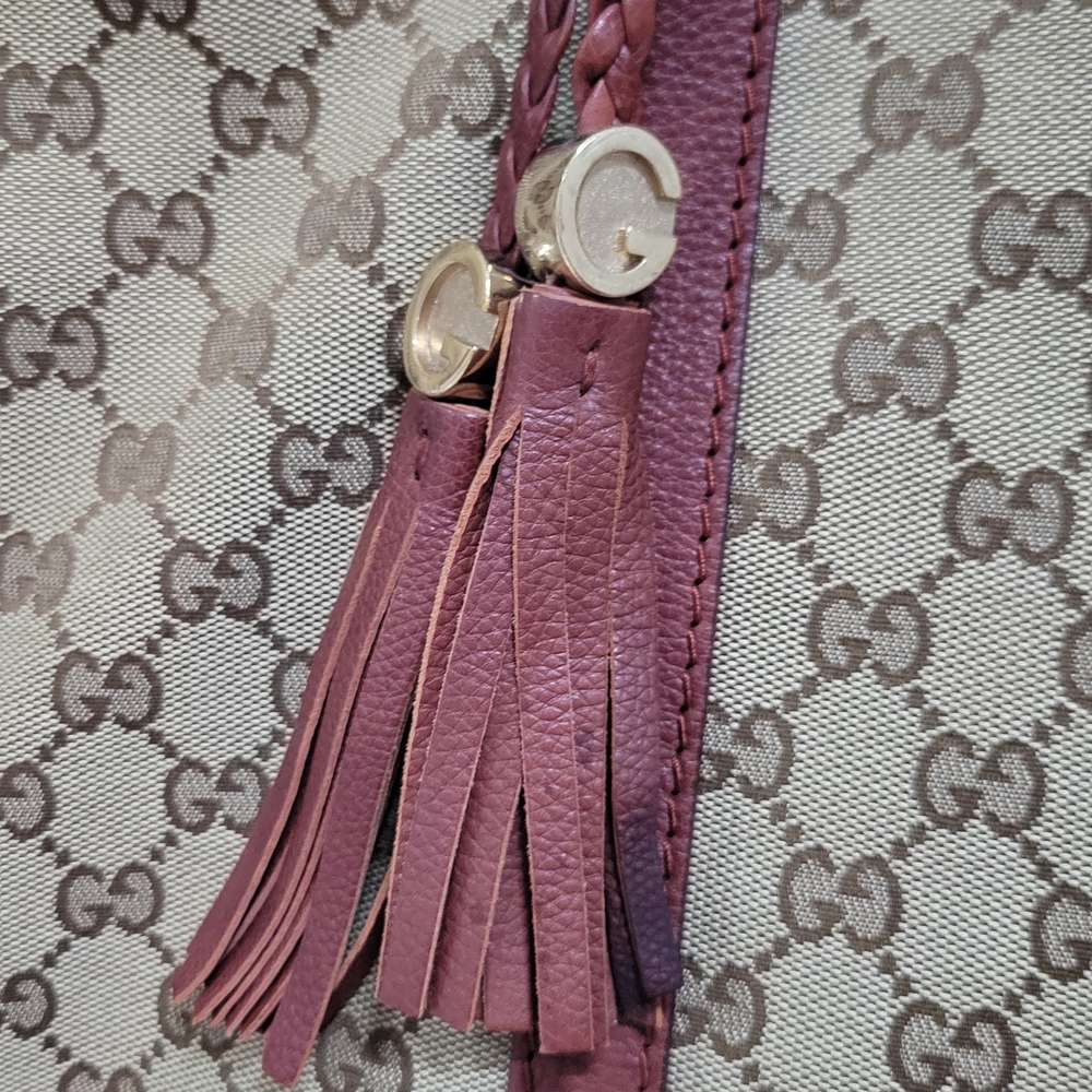 Damaged Gucci Marrakech XL Tote Bag GG Monogram Brown Brick Red Water Da - Picture 6 of 11